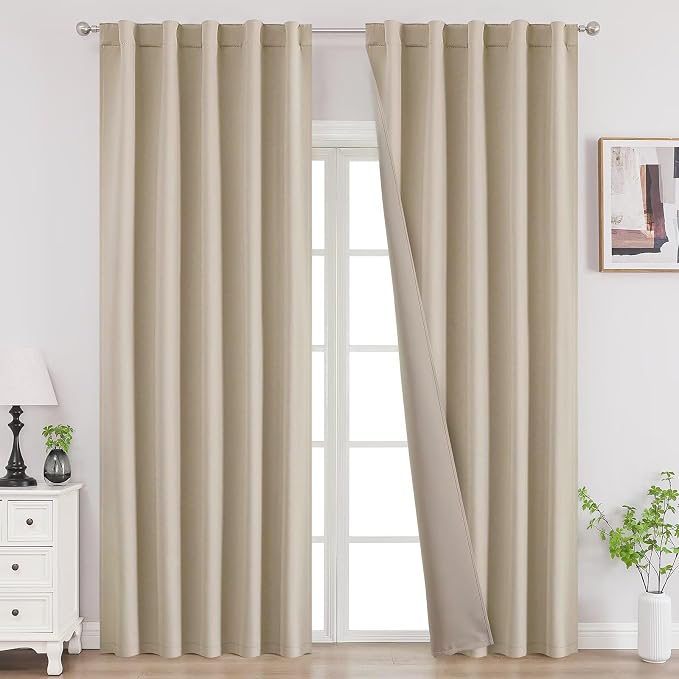 Joydeco Blackout Curtains 108 Inches Long, Thermal Insulated Black Out Curtains by JOYDECO