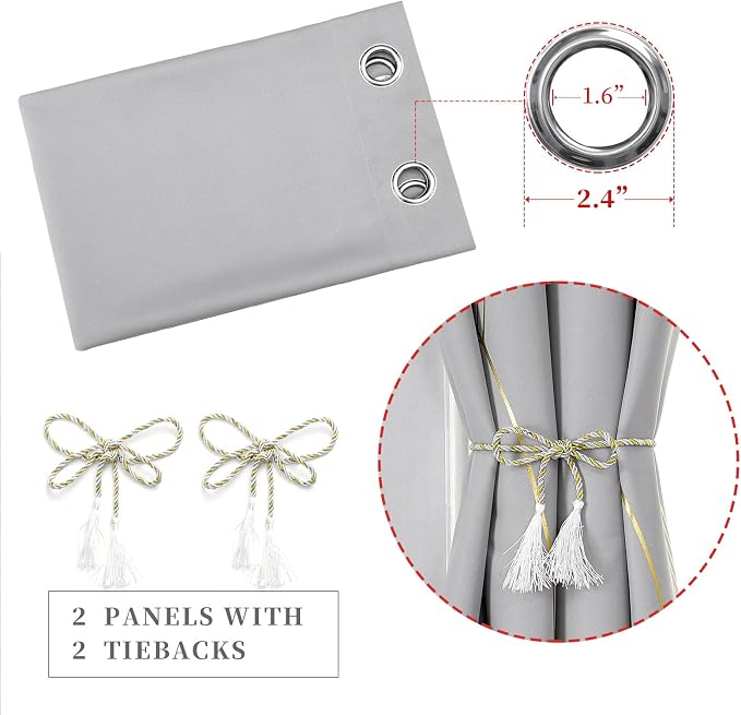 Light Grey Blackout Curtains for Living Room 90 Inches Long, Room Darkening - Image 4