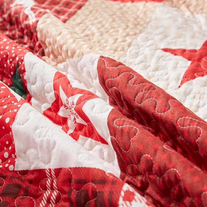 Christmas Quilt Set 3-Piece Full Queen Size Bedspread Coverlet 90''x98'' - Image 7