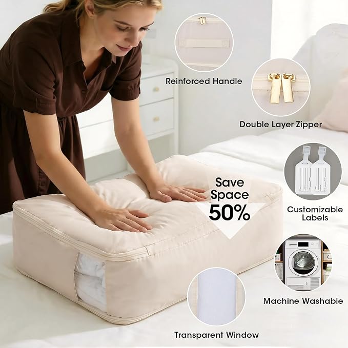 1 Pack Comforter Storage Bag, 136L Blanket Storage Bags Self Compression - Image 3