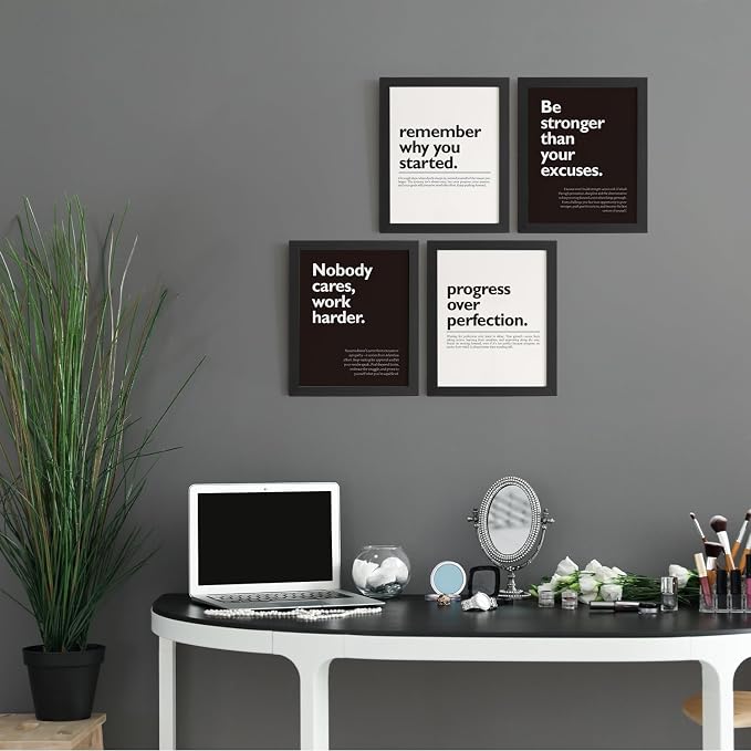 DSHFG Motivational Office Pictures Wall Decor Prints Set of 4 | Black - Image 4