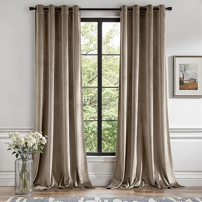 MIULEE Velvet Curtains Light Taupe 52 x 108 Inch Length Set of 2 | Extra Long by MIULEE