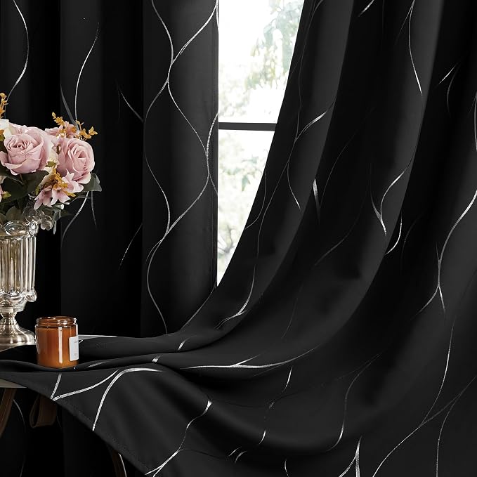 Deconovo Curtains for Living Room, Pattern Blackout Curtains 63 Inches Long | - Image 7