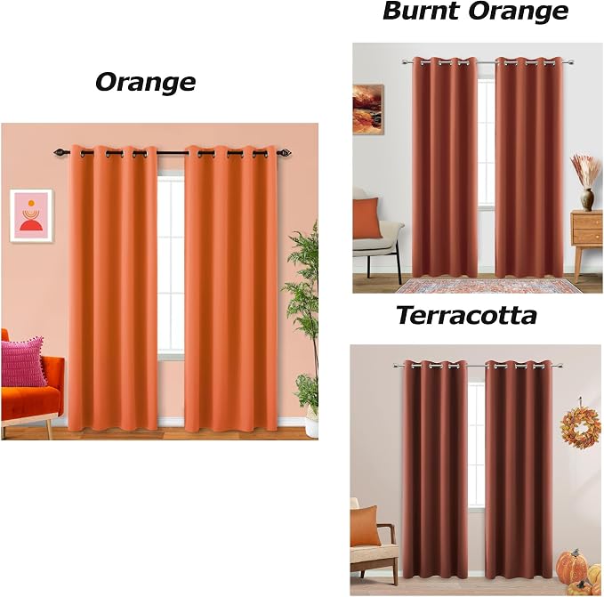 KOUFALL Orange Fall Curtains for Living Room, Halloween Curtain 84 Inch Length - Image 2