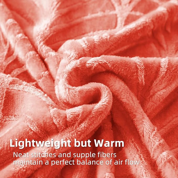 Whale Flotilla Soft Flannel Fleece King Size Bed Blanket, Coral | Cozy - Image 5