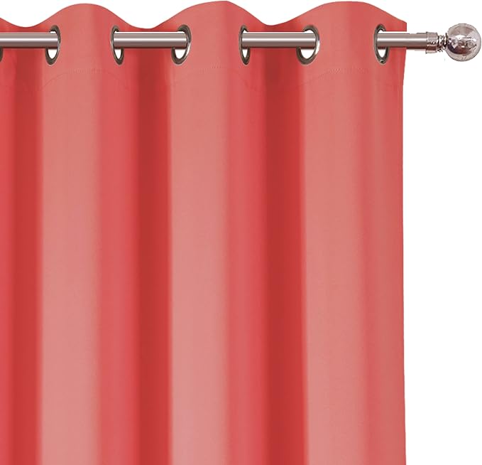 100% Blackout Curtains 52 x 63 Inch/Coral Curtains 2 Panels - Image 8