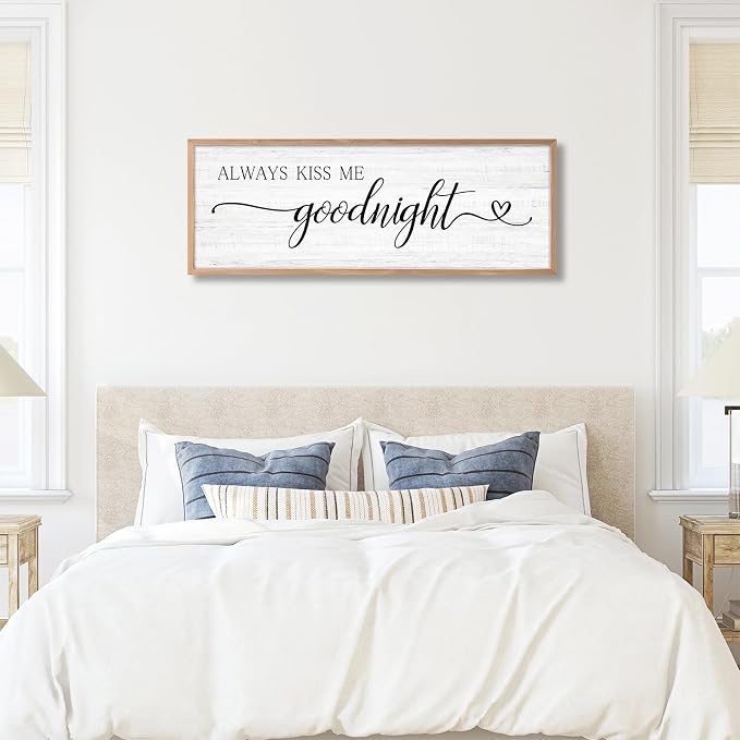 Always Kiss Me Goodnight Wall Sign Above Bed 41.3''×15'' Large Farmhouse Wall - Image 5
