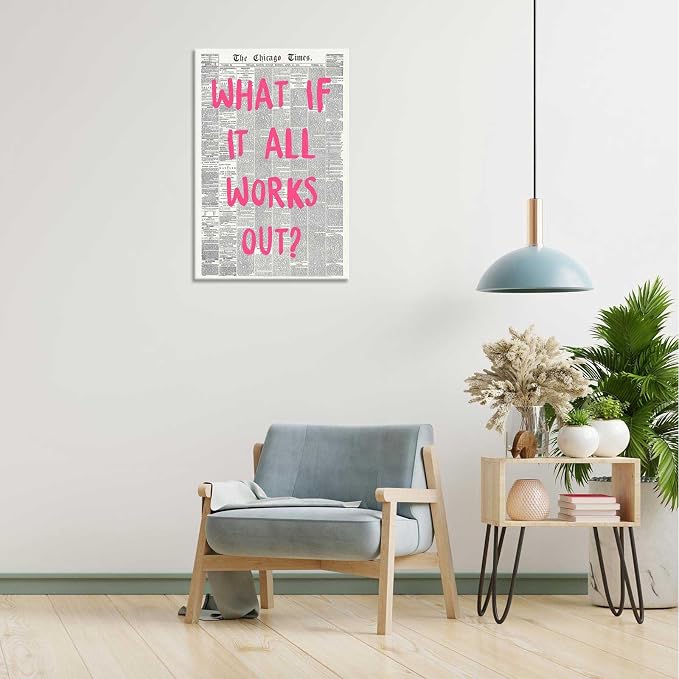 What If It All Works Out Poster Retro Newspaper Pink Font Canvas Wall Art - Image 3