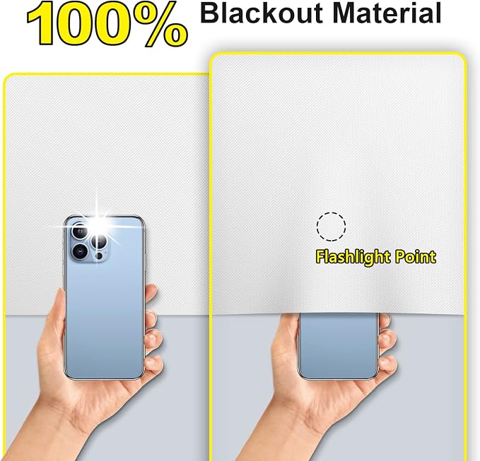 FADOTY 100% Blackout Curtains 2 Pack, No Drill, Sun Heat Light Blocker - Image 3
