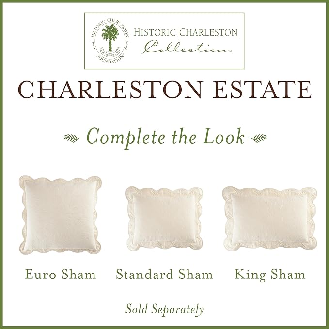 Charleston Estate Modern Farmhouse Floral Matelasse Coverlet - Image 9