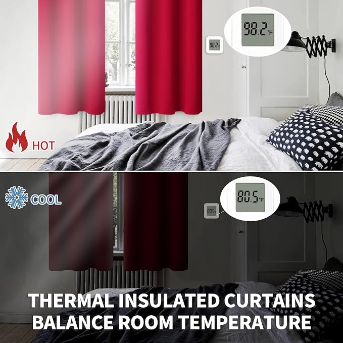 BGment Rod Pocket Red Blackout Curtains - Image 3