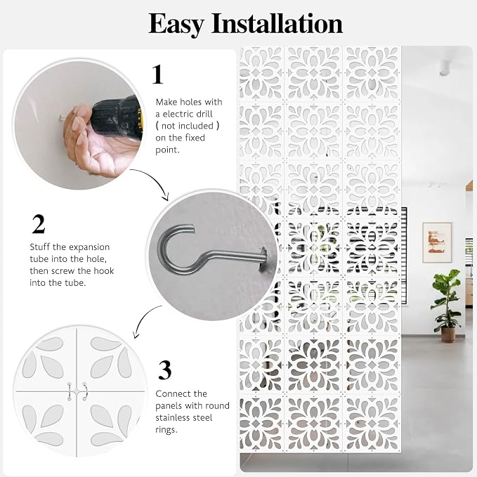 12PCS Hanging Room Divider Wall Screen Panel Room Divider Panels- Leaves | - Image 4