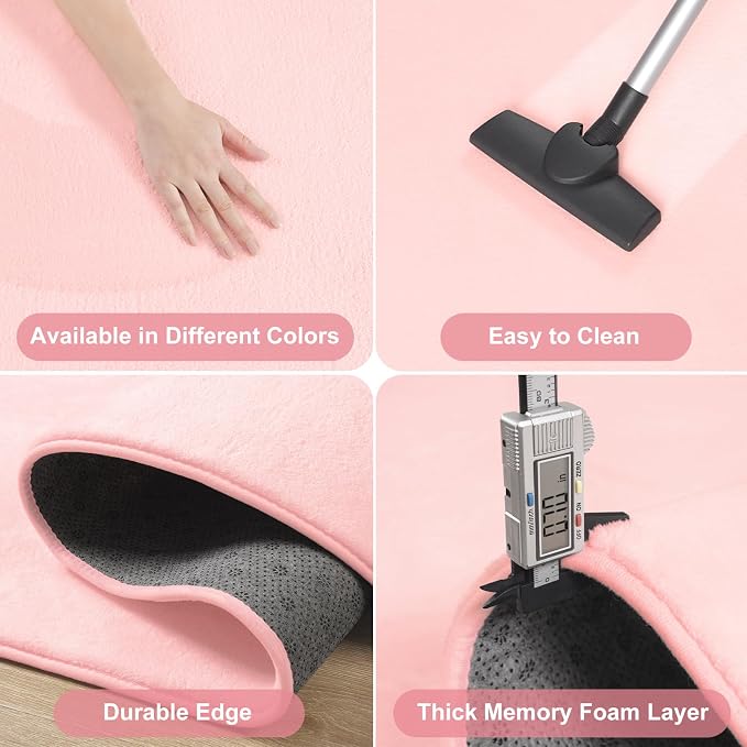 Modern Soft Hallway Runner Rug, 2x6 Feet Pink Washable Runner Rugs | Fluffy - Image 5