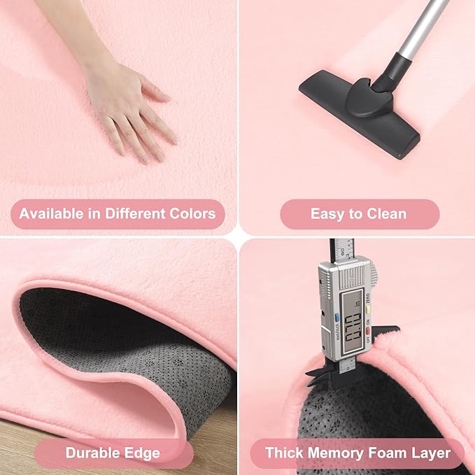 Modern Area Rugs for Bedroom Living Room, 4x6 Pink Memory Foam Rug | Thickened - Image 5