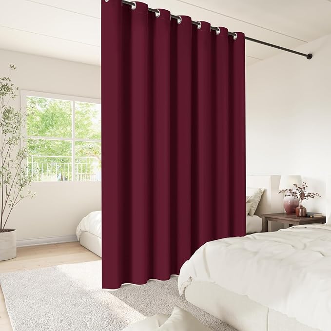 ChrisDowa Room Divider Curtains 80 Inches Long Sliding Door Curtain 1 Panel | - Image 2