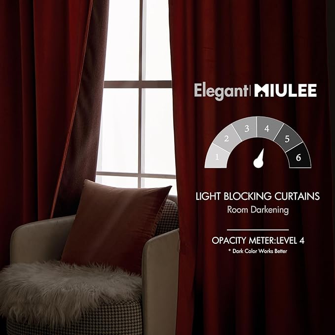 MIULEE Velvet Curtains Extra Wide 66x96 inches Fall Burnt Orange Curtains | - Image 5