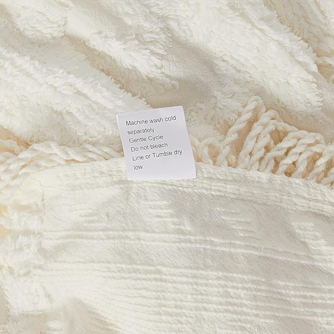 Beatrice Home Fashions Medallion Full Cotton Chenille Bedspread, Ivory | - Image 5