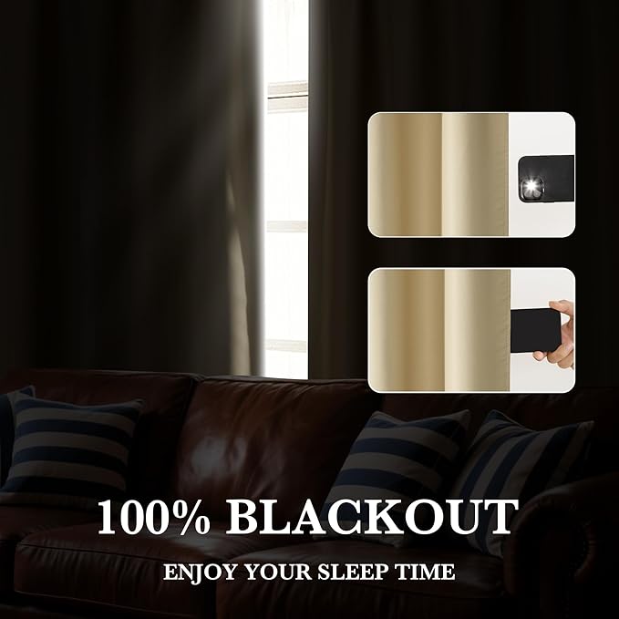 RYB HOME 100% Blackout Bathroom Curtains Over Sink 24 inches Long | Heat UV - Image 5