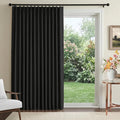 Pinch Pleated Full Blackout Faux Linen Curtains 96 Inches Long | Black by 100BlackoutShield