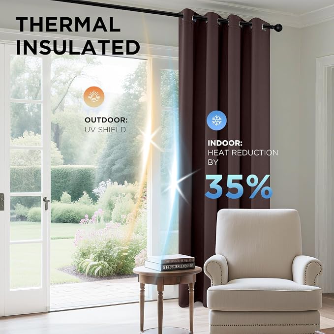 Joydeco Blackout Curtains 72 Inch Length 2 Panels Set, Thermal Insulated Long - Image 4