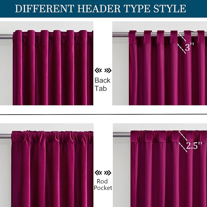 PRIMROSE Hot Pink Velvet Curtains 120 inch Long - Image 2