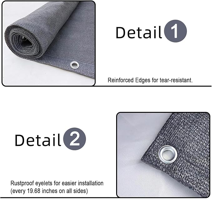 3.3'x19.7' Grey Balcony Privacy Screen Fence Windscreen 90% UV Block | 90% - Image 4
