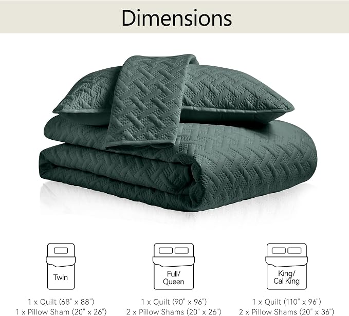 FLYMME Quilts Queen Size, Lightweight Forest Green Bedspreads, Basket Weave - Image 7