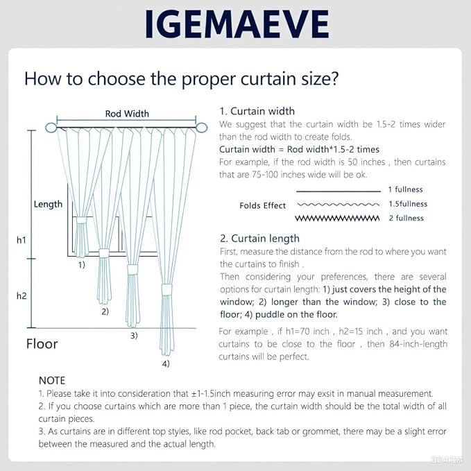 IGEMAEVE Blackout Curtains for Bedroom Grommet Navy Blue 100" W x 84" L | - Image 8