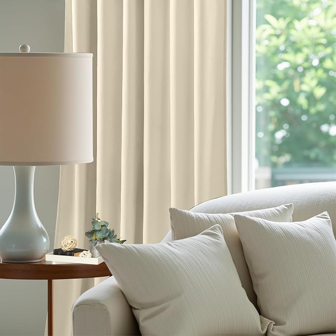 Light Filtering Ivory Velvet Curtains 84 Inches - Image 8
