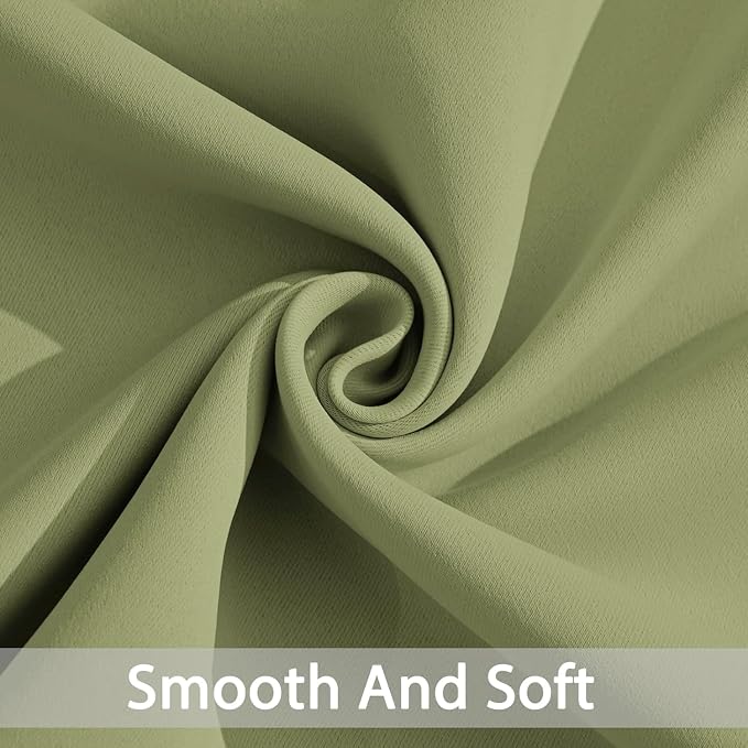 Yakamok Blackout Curtains 38x90 inch Sage Green Thermal Drapes-Bedroom | 2 - Image 4