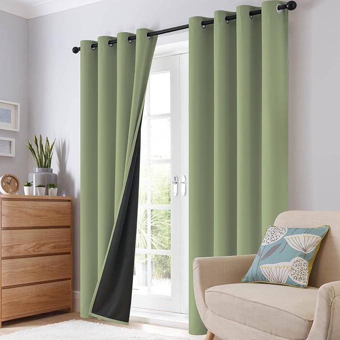 SimpleHome Sage 100% Blackout Curtains Room Darkening Living Room 96 Inch | - Image 8