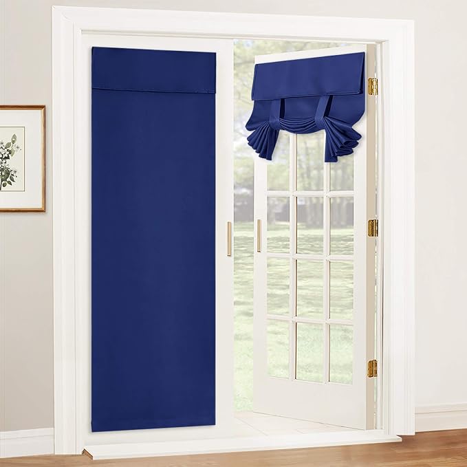 RYB HOME Blackout French Door Curtain, No Drill, W26 x L72, 1 Panel | Self by RYBHOME