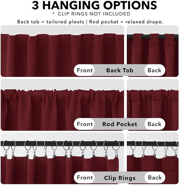 Deconovo Blackout Curtains for Bedroom, Living Room Curtains 63 Inches Long | - Image 2