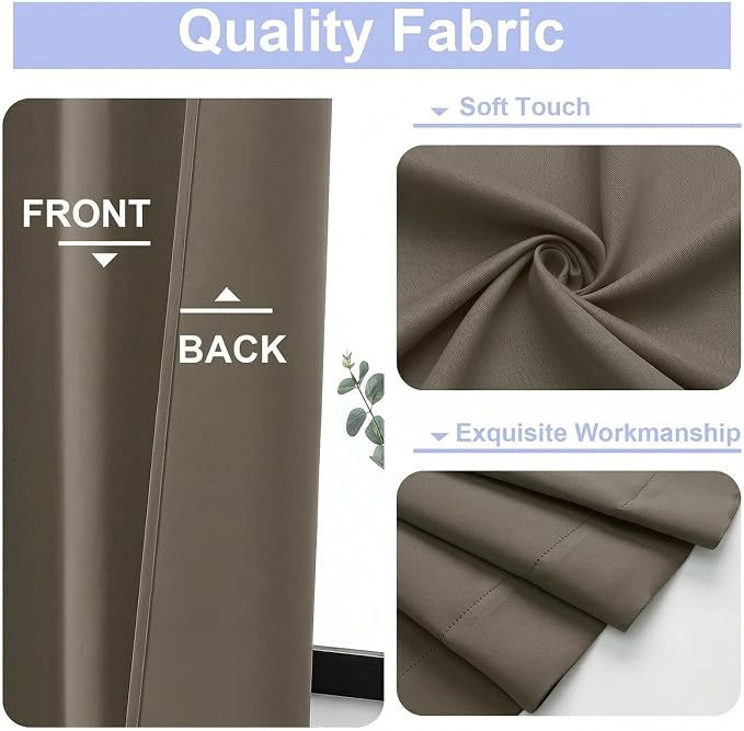 Simplebrand Ava Latte Short 36 Inches Blackout Curtain 2 Panels Set, Half - Image 3