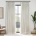 100 Inches Long 100% Blackout Natural Linen Curtains, Farmhouse Pinch Pleated by Topfinel