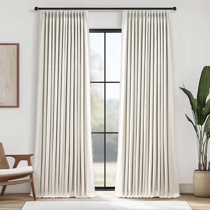 Topfinel 96 Inches Long Pinch Pleated 100% Blackout Curtains, Thermal Insulated by Topfinel