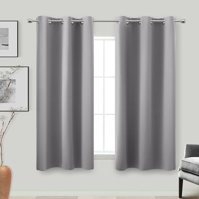 KOUFALL 45 Inch Length Kitchen Blackout Curtains Set of 2 Grommet Room by KOUFALL