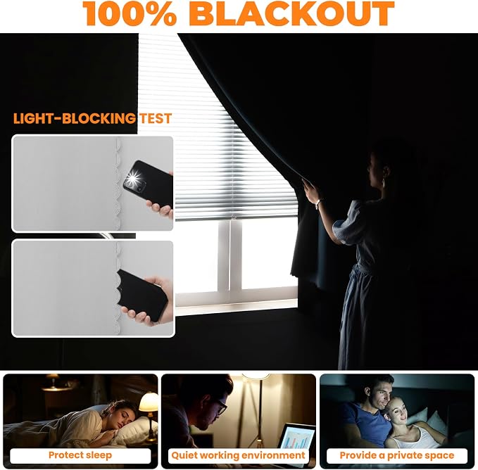 Autohesion Curtains for Windows, Bedroom Blackout Curtains for - Image 4