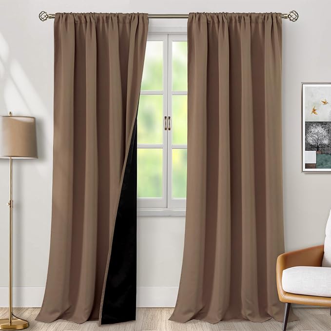 BGment Taupe Blackout Curtains for Living Room 108 Inch Length 2 Panels | by BGment