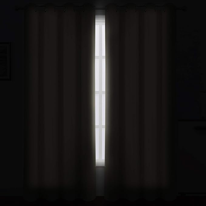 Beige Thermal Blackout Curtains/52 x 95 Inch/Set of 2 Panels Room Darkening - Image 3