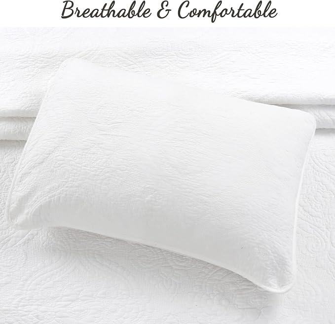 Cozy Line Home Fashions 100% Cotton Matelasse Medallion Solid White Luxury Chic - Image 4