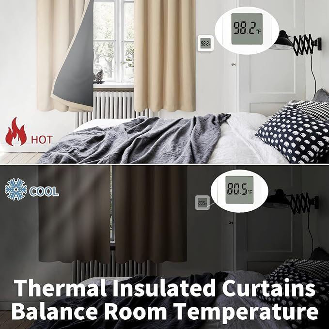 BGment Beige Blackout Curtains for Bedroom 72 Inch Length 2 Panels | Thermal - Image 4