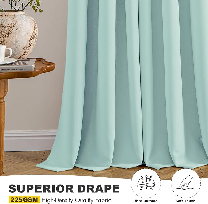 MIULEE Blackout Curtains for Bedroom 2 Panels 40 x 72 Inch Long Aqua | Thermal - Image 5