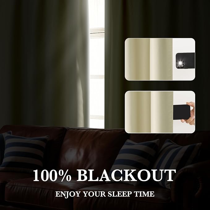 RYB HOME Bedroom Blackout Curtains 84 inches Long, 100% Blackout | Thermal - Image 4