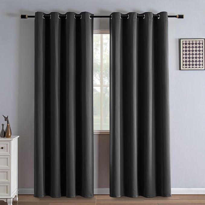 IGEMAEVE Blackout Curtains for Bedroom Grommets Dark Grey 52" W x 84" L | by IGEMAEVE