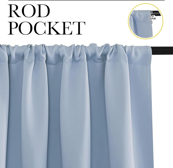 NICETOWN Blackout Curtains Window Draperies, Vintage Blue, 70 by 95 inches Long - Image 2