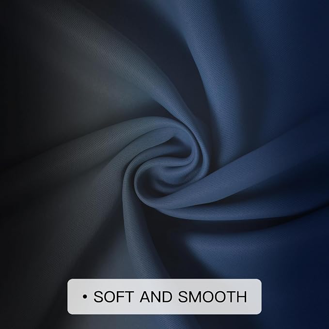 COSVIYA Gradient Grommet Ombre Dark Blue and Black Curtains W52 x L84 Inch | - Image 5