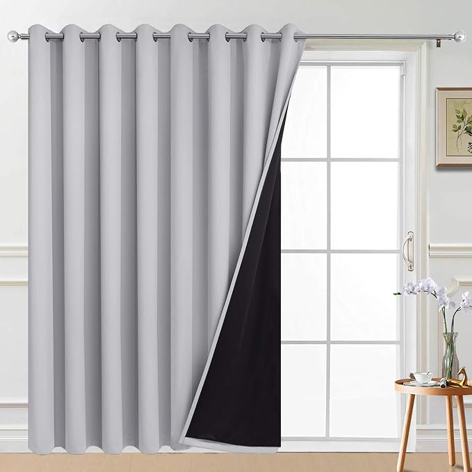 Yakamok Light Grey Blackout Patio Door Curtain Panels W100 x L84, 1 Panel | by Yakamok