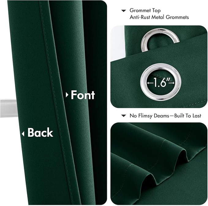 MIULEE Blackout Curtains for Bedroom 2 Panel 40 x 63 Inch Long Hunter Green | - Image 4