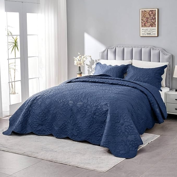 Kingnex Oversized King Bedspreads 128x120 Navy | Lightweight, Extra Wide Quilt - Image 4